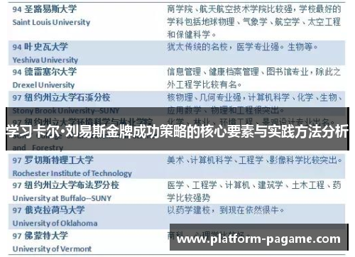 学习卡尔·刘易斯金牌成功策略的核心要素与实践方法分析