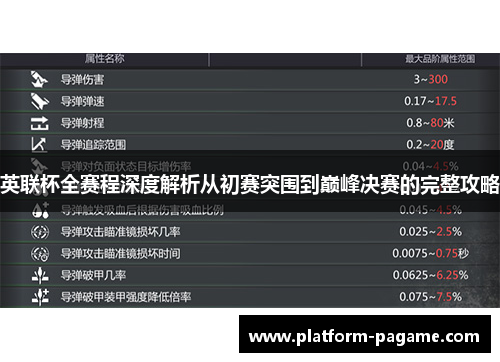英联杯全赛程深度解析从初赛突围到巅峰决赛的完整攻略
